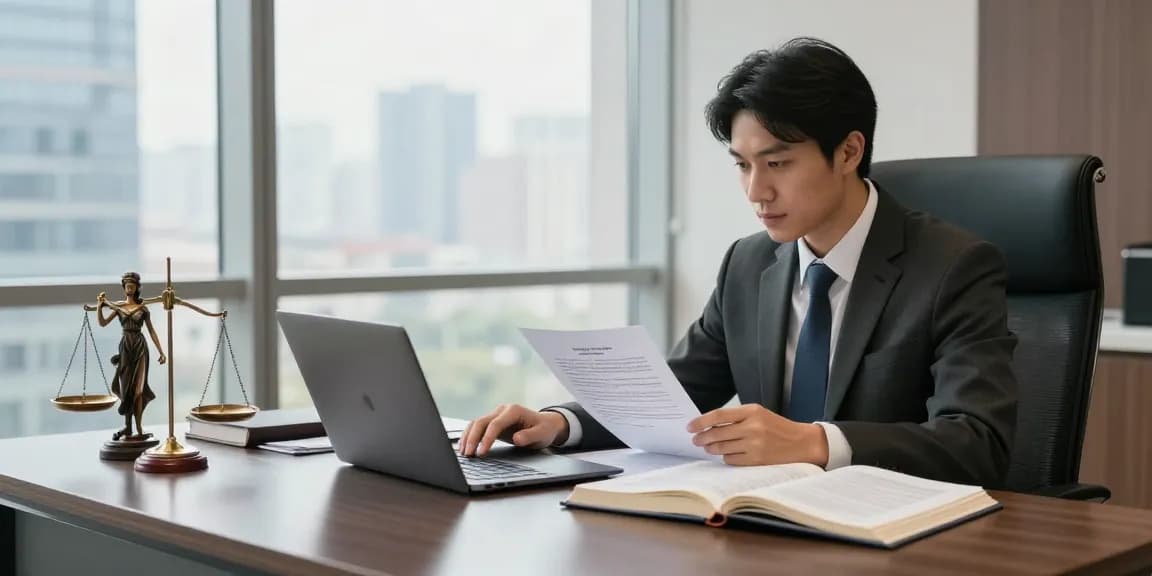 Creating an official statement in a professional legal consulting office.