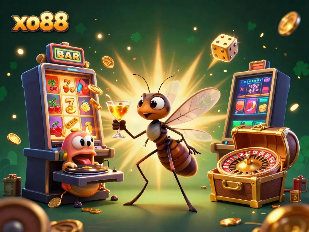 Experience the thrilling world of xo88 with vibrant casino elements and colorful characters in action.