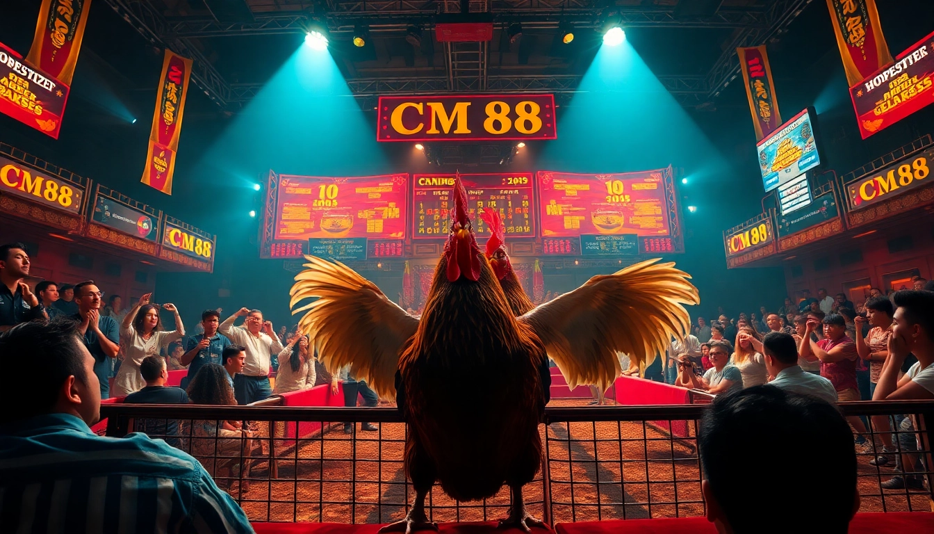 Live cockfighting action at https://cm88bet.us/da-ga-cm88/, highlighting the thrill and betting excitement.