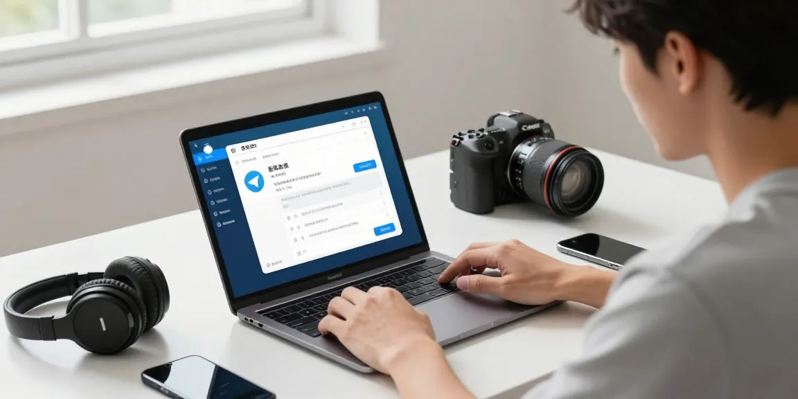 Configuring Telegram Chinese language settings in a modern tech workspace.