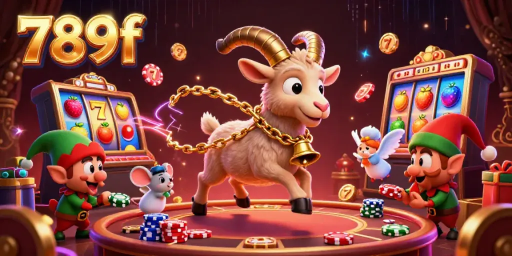 Experience thrilling gameplay at 789f with vibrant slots, lively characters, and festive casino elements.
