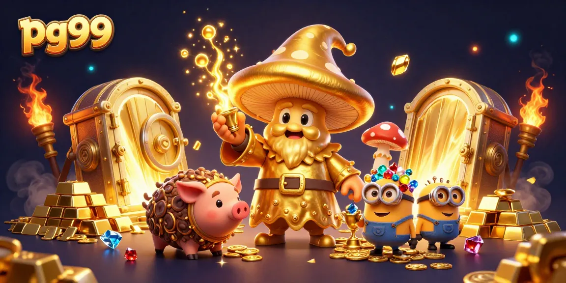 Experience the magic of pg99 as the golden mushroom wizard transforms the casino scene with treasure and excitement.