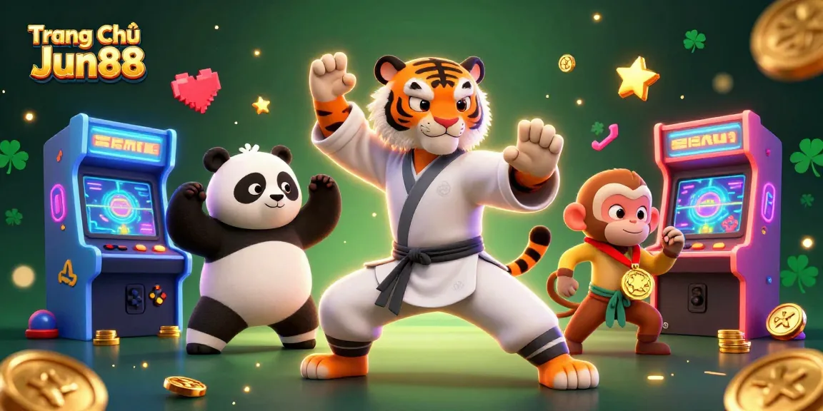 Experience exciting gaming at Trang Chủ Jun88 with vibrant characters and colorful casino elements.