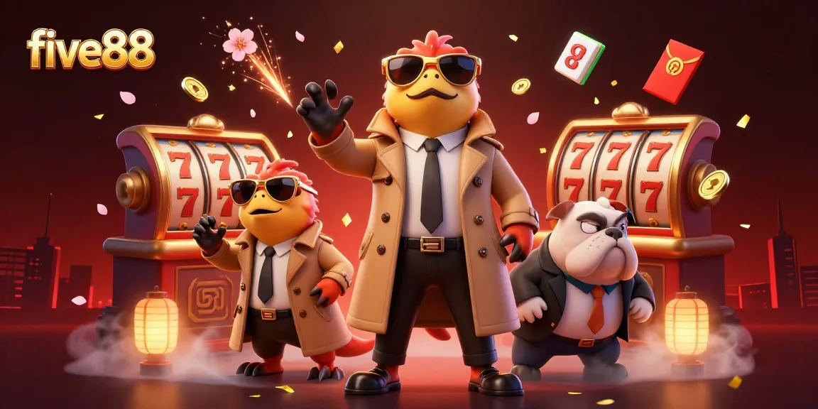Experience the excitement of five88 with raptors in a trench coat amusingly attempting VIP entry at a casino.