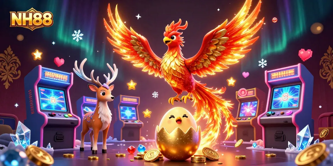 Experience the vibrant world of NH88 with dynamic gaming characters and colorful casino elements.