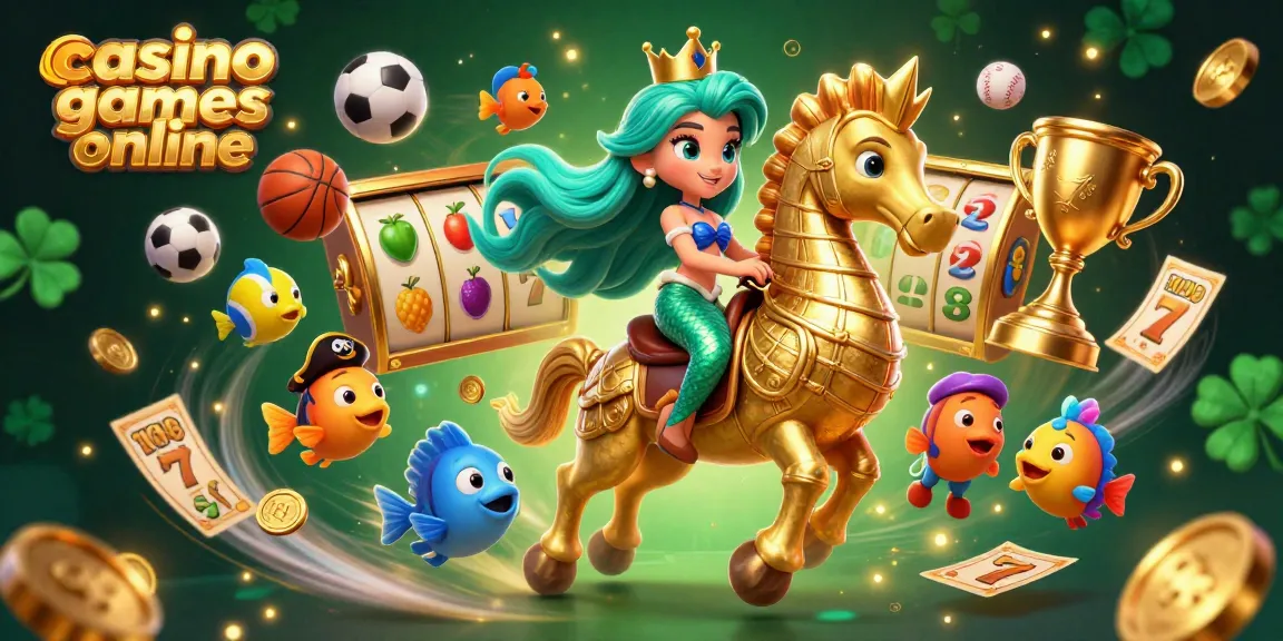 Engage in casino games online with a vibrant 3D illustration of a mermaid princess and her companions.